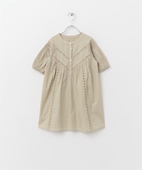 梯形蕾絲洋裝(附襯裙)(KIDS)(米膚色-120-其他白色)