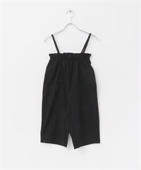 荷葉寬鬆吊帶連身褲(KIDS)(黑色-120-BLACK)