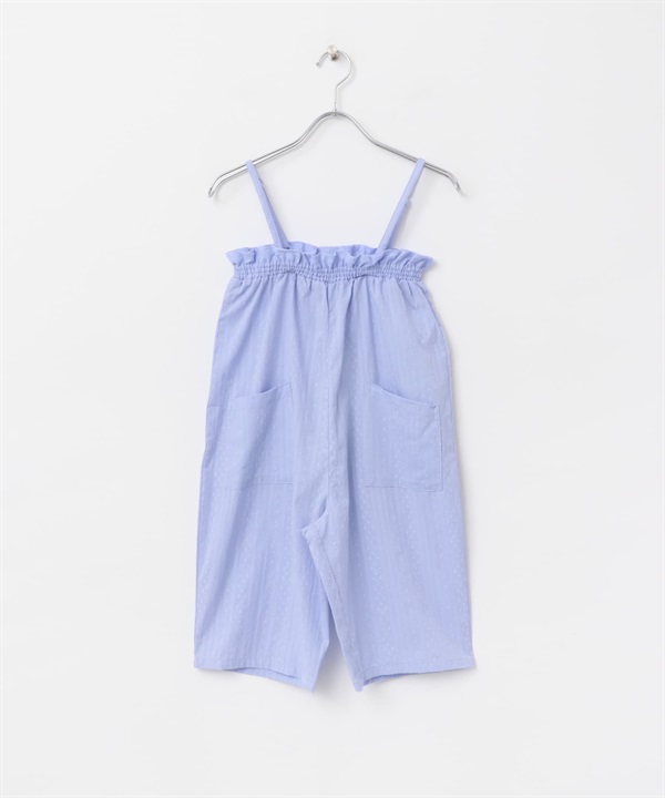 荷葉寬鬆吊帶連身褲(KIDS)(藍色-120-BLUE)