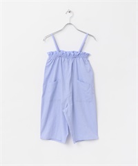 荷葉寬鬆吊帶連身褲(KIDS)(藍色-120-BLUE)