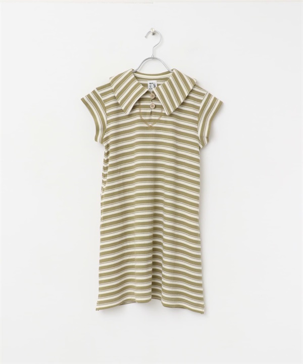 水手領橫紋洋裝(KIDS)(膚色-120-BEIGE)