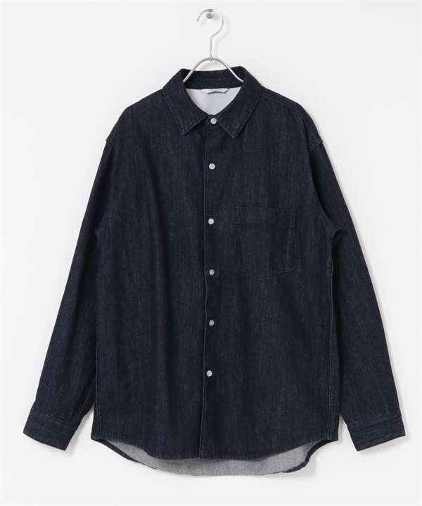 標準領牛仔襯衫(牛仔原色-M-ONE WASH)