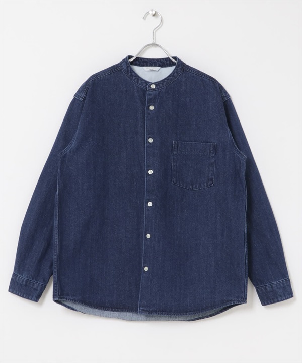 立領牛仔襯衫(其他藍色-M-其他藍色)