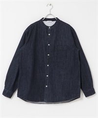 立領牛仔襯衫(牛仔原色-M-ONE WASH)