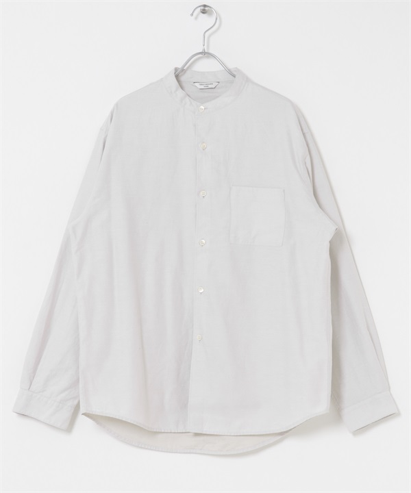 蜜桃絨起毛立領長袖襯衫(米色-M-OFF WHITE)