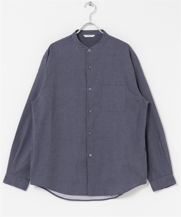 蜜桃絨起毛立領長袖襯衫(藏青色-M-NAVY)