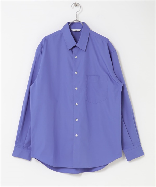 TC府綢標準領長袖襯衫(藍色-M-BLUE)