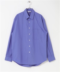 TC府綢標準領長袖襯衫(藍色-M-BLUE)