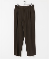 UR TECH 雙褶寬褲(棕色-M-BROWN)