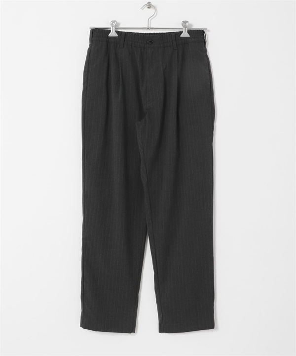 仿羊毛輕便長褲(條紋-M-其他灰色)