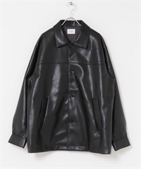 仿皮革夾克(黑色-M-BLACK)