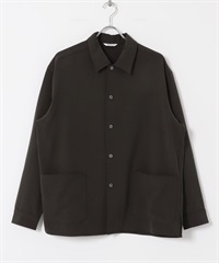 仿羊毛襯衫外套(棕色-M-BROWN)