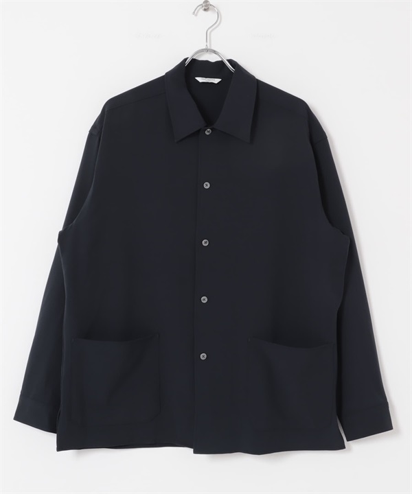 仿羊毛襯衫外套(藏青色-M-NAVY)