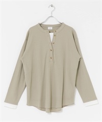 層次感華夫格亨利領套衫(灰膚色-M-其他膚色)