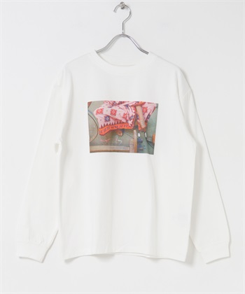 相片印花長袖T恤by Grow Organic Project(米色①-M-OFF WHITE)