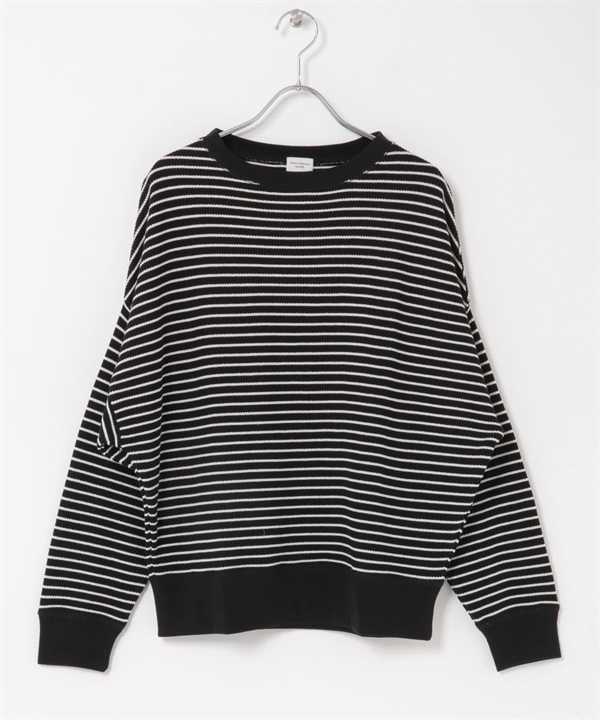 圓編羅紋長袖T恤(黑色x原色-M-其他黑色)