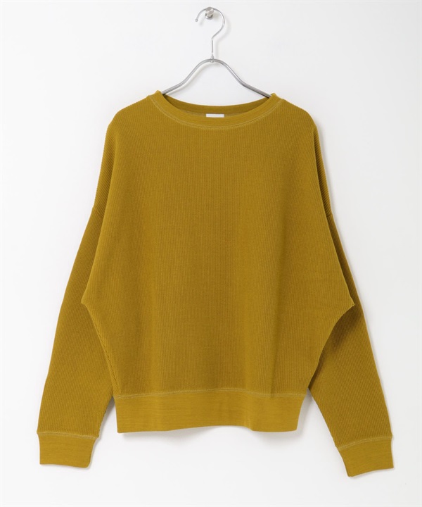 圓編羅紋長袖T恤(黃卡其綠-M-KHAKI)