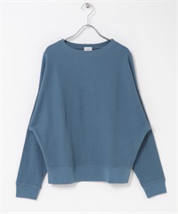 圓編羅紋長袖T恤(藍色-M-BLUE)