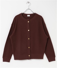 圓編羅紋開襟衫(酒紅色-M-BURGUNDY)