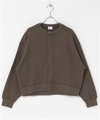 棉質毛圈拉鍊開襟衫(棕色-M-BROWN)