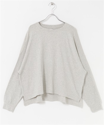 起毛彈性平針織寬版套衫(灰色-M-GRAY)