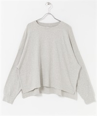 起毛彈性平針織寬版套衫(灰色-M-GRAY)