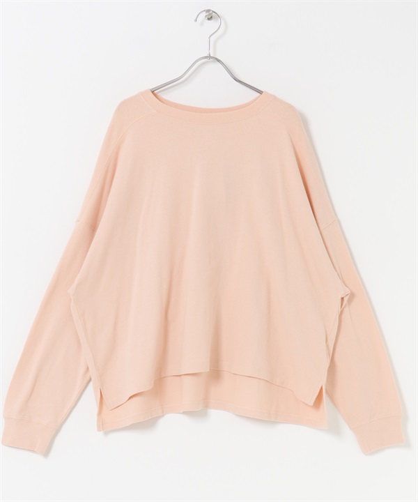 起毛彈性平針織寬版套衫(粉紅色-M-PINK)