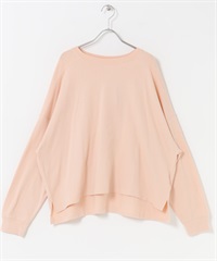 起毛彈性平針織寬版套衫(粉紅色-M-PINK)