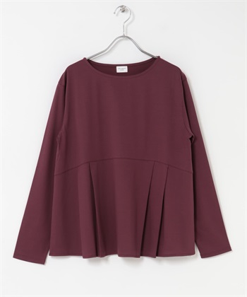 絲光棉質荷葉下襬套衫(酒紅色-M-BORDEAUX)