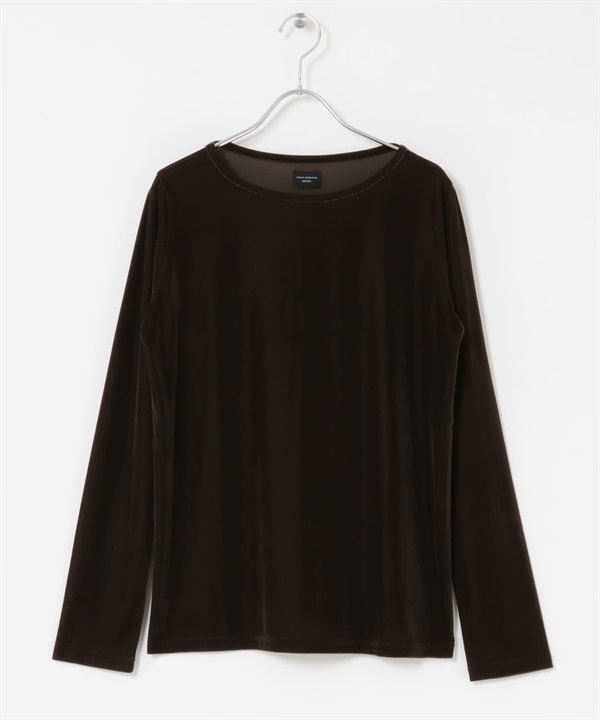 透膚絲絨套衫(棕色-M-BROWN)