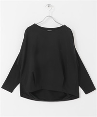 棉質背面打褶長袖套衫(黑色-M-BLACK)