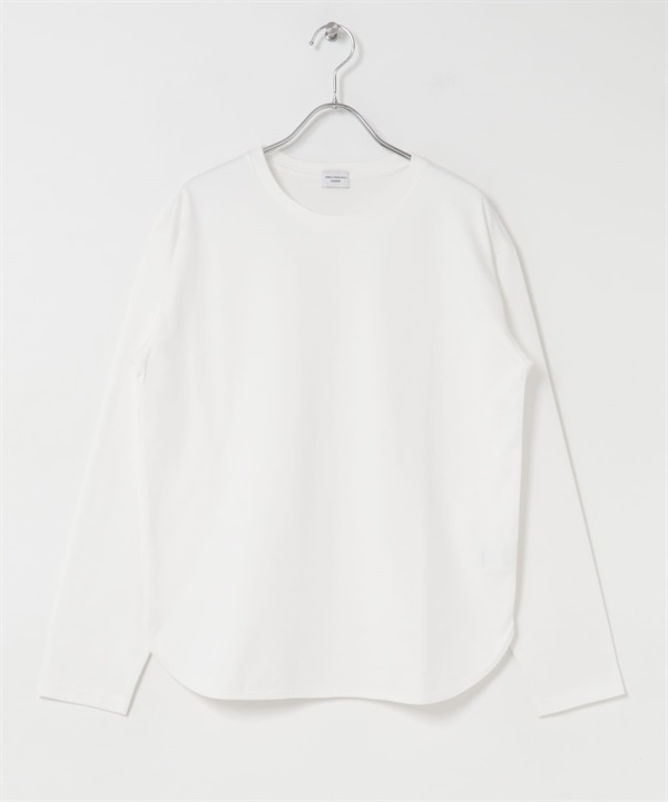 棉質圓弧下襬上衣(米白色-S-OFF WHITE)