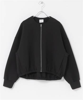 空氣層拉鍊開襟衫(黑色-M-BLACK)