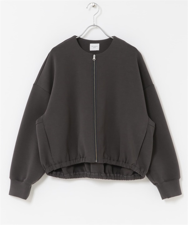 空氣層拉鍊開襟衫(炭灰色-M-CHARCOAL GRAY)