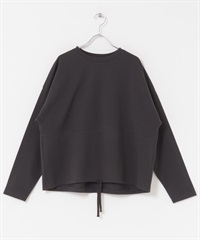 下襬抽繩長袖套衫(炭灰色-M-CHARCOAL GRAY)