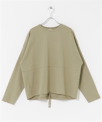 下襬抽繩長袖套衫(淺卡其綠-M-LIGHT KHAKI)