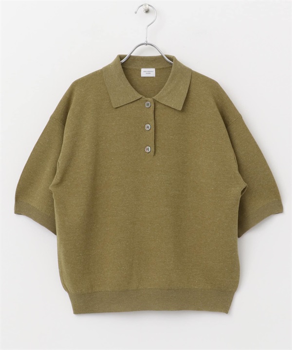 針織POLO衫(黃卡其綠-M-其他綠色)