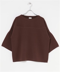 雙面緹花船型領針織衫(棕色-M-BROWN)