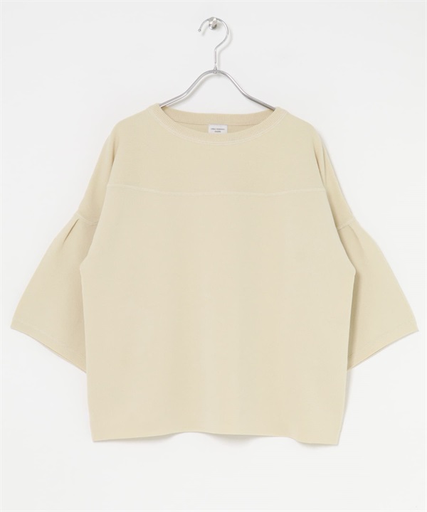 雙面緹花船型領針織衫(膚色-M-BEIGE)