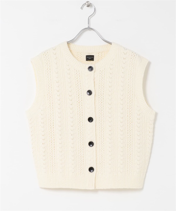 圈圈紗針織背心(米色-M-OFF WHITE)