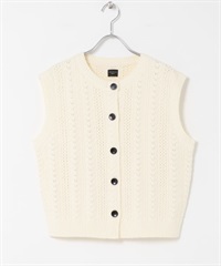 圈圈紗針織背心(米色-M-OFF WHITE)