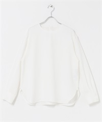 防靜電毛球喬琪紗圓領罩衫(米色-M-OFF WHITE)