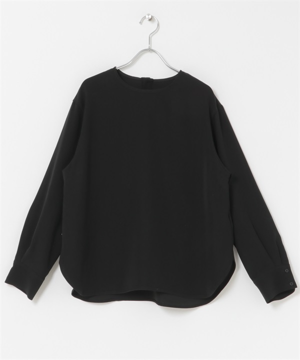 防靜電毛球喬琪紗圓領罩衫(黑色-M-BLACK)