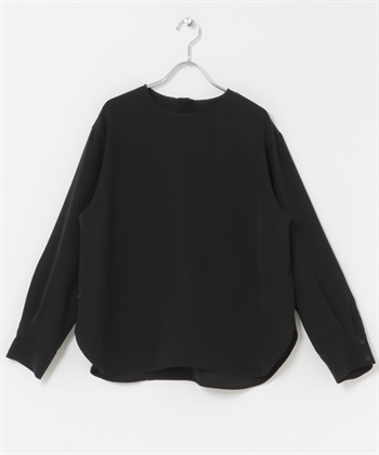 防靜電毛球喬琪紗圓領罩衫(黑色-M-BLACK)