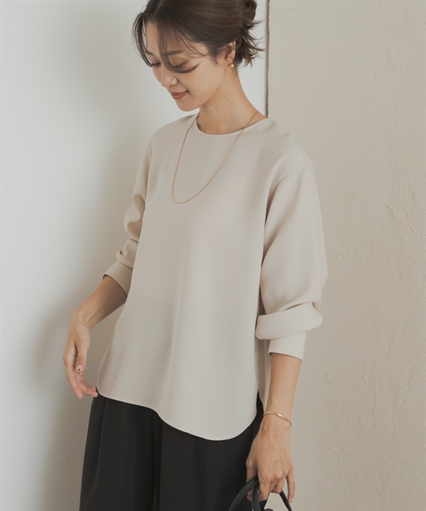 防靜電毛球喬琪紗圓領罩衫