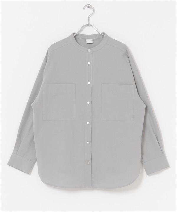 微起毛立領襯衫(薄荷灰色-M-其他灰色)