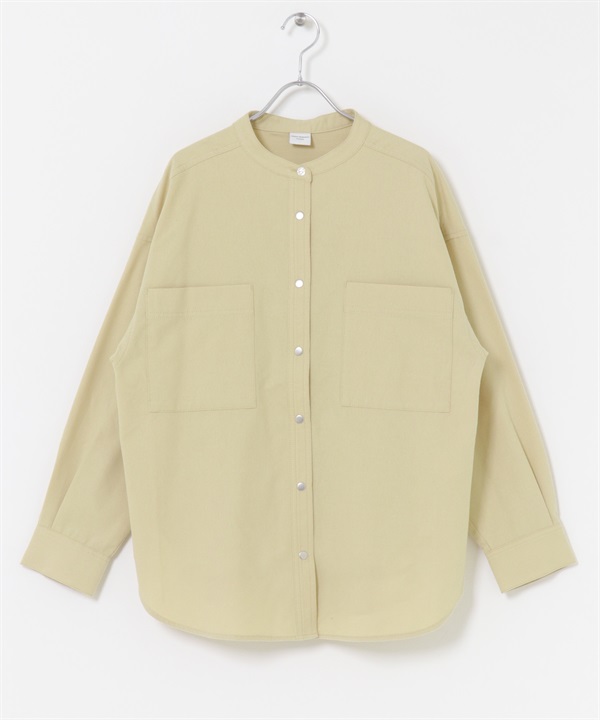 微起毛立領襯衫(原色-M-NATURAL)