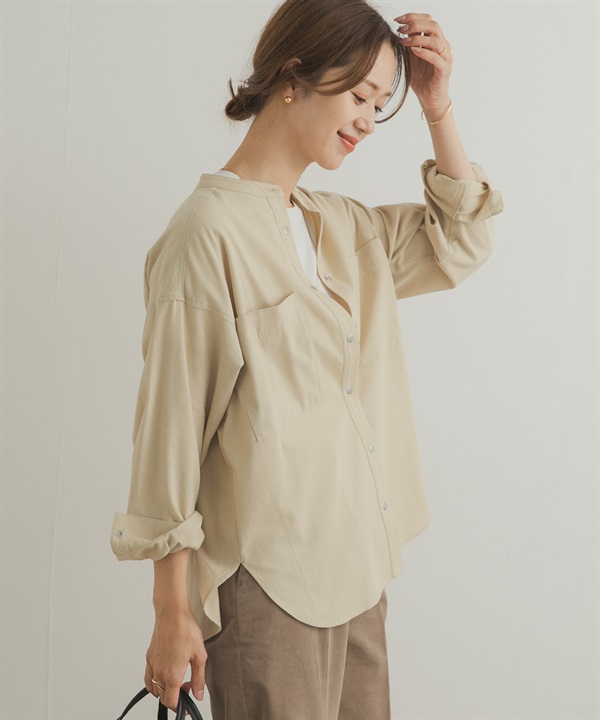 微起毛立領襯衫