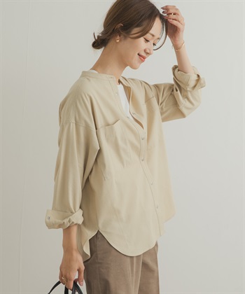 微起毛立領襯衫