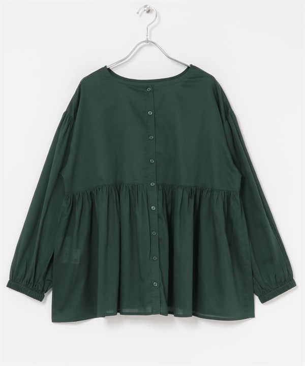 2WAY棉質斜紋碎褶罩衫(綠色-M-GREEN)